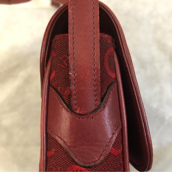 Vintage Celine Shoulder Bag Horse carriage logo box bag burgundy - Picture 7 of 16